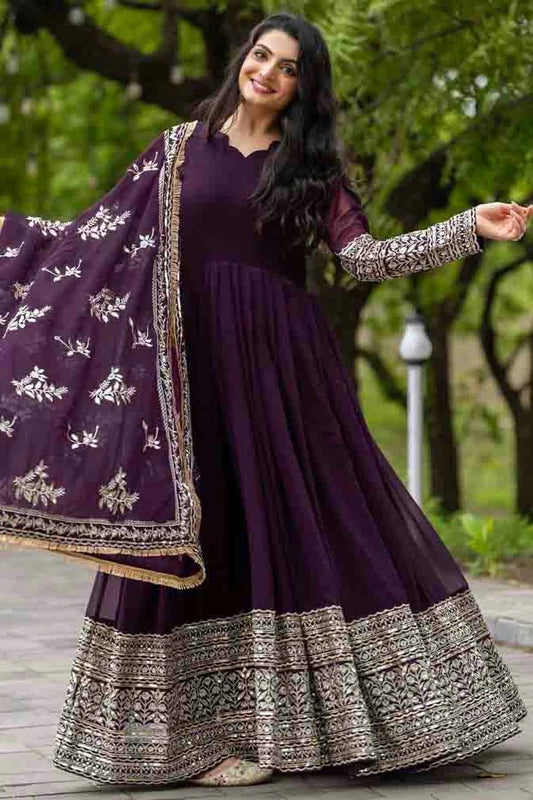 Purple Faux Georgette Stitched Anarkali Suit NCSS11410202
