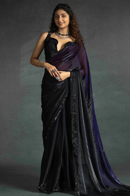 Purple Fendi Satin Silk Ready To Wear Saree NCSD11210128
