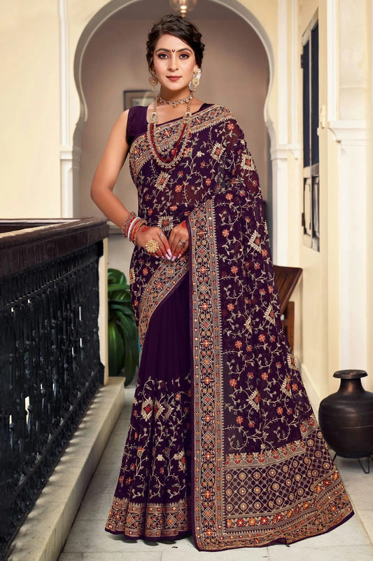 Purple Georgette Designer Saree NCLC11210304