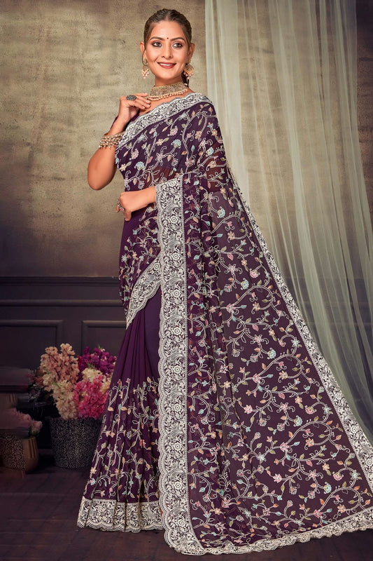Purple Georgette Designer Saree NCLC11210317