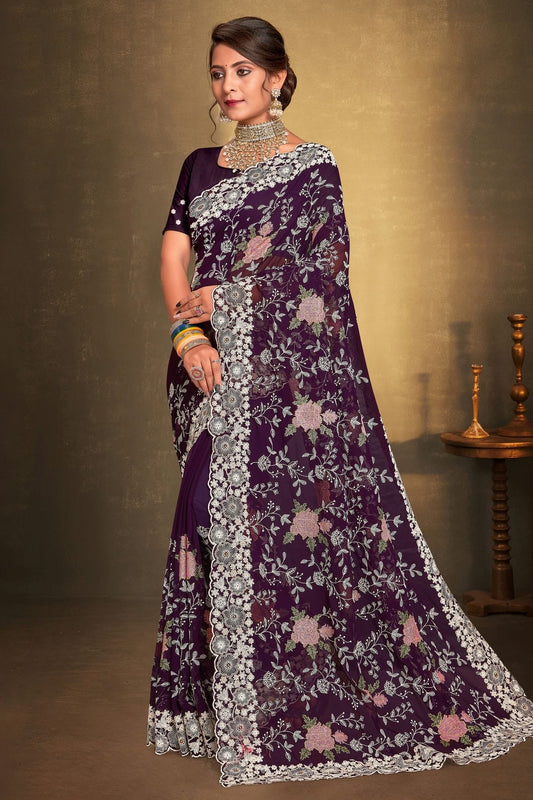 Purple Georgette Designer Saree NCLC11210337