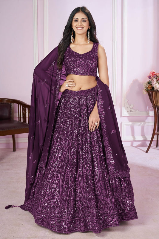 Purple Georgette Lehenga Choli NCLC10110121