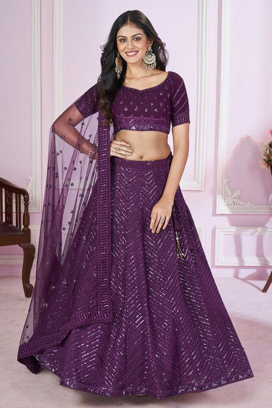 Purple Georgette Lehenga Choli NCLC10110123