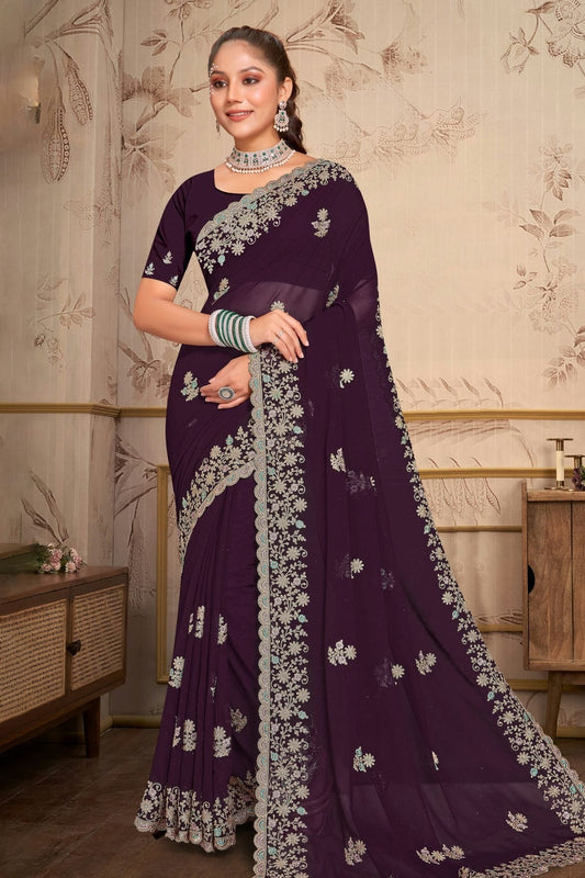 Purple Georgette Saree NCSD10910263
