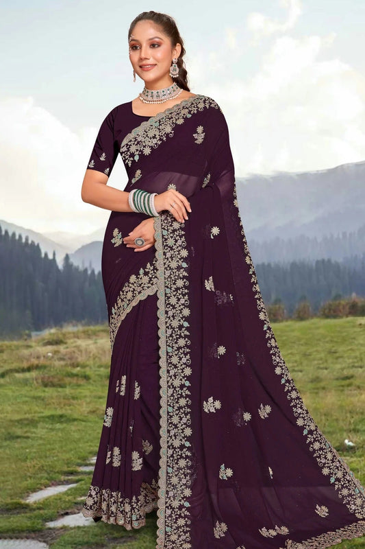 Purple Georgette Saree NCSD10910286