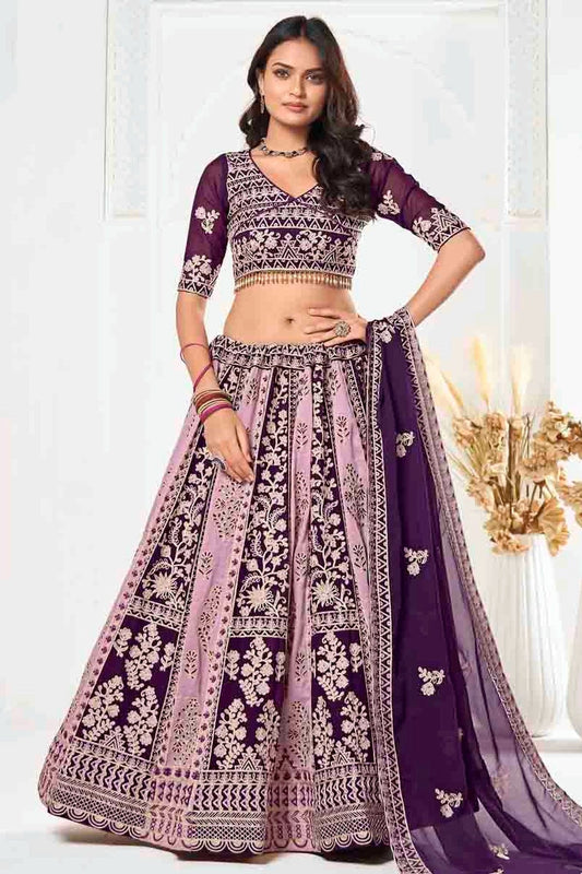 Purple Georgette Semi Stitched Lehenga Choli NCLC11710104