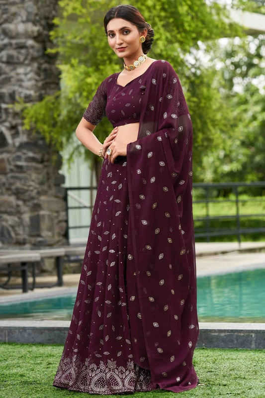 Purple Georgette Semi Stitched Lehenga Choli NCLC11710139