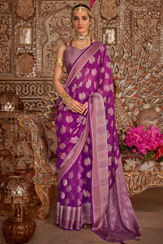 Purple Georgette Traditional Saree NCSD12910114