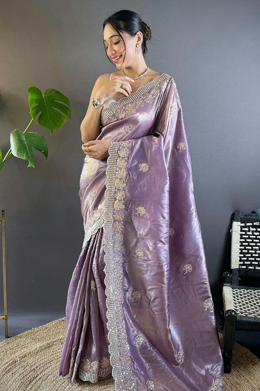 Purple Gold Crunchy Designer Saree NCSD11111763