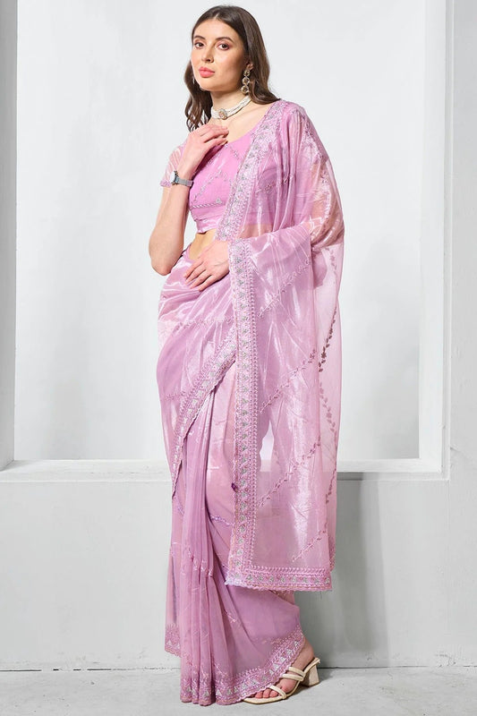Purple Gold Tissue Net Designer Saree NCSD11111784