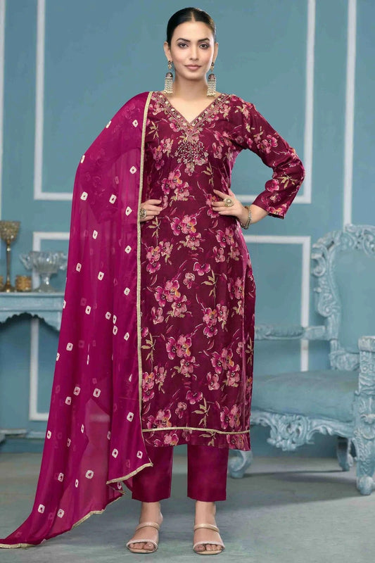 Purple Jaam Cotton Pant Style Suit NCSM11110744
