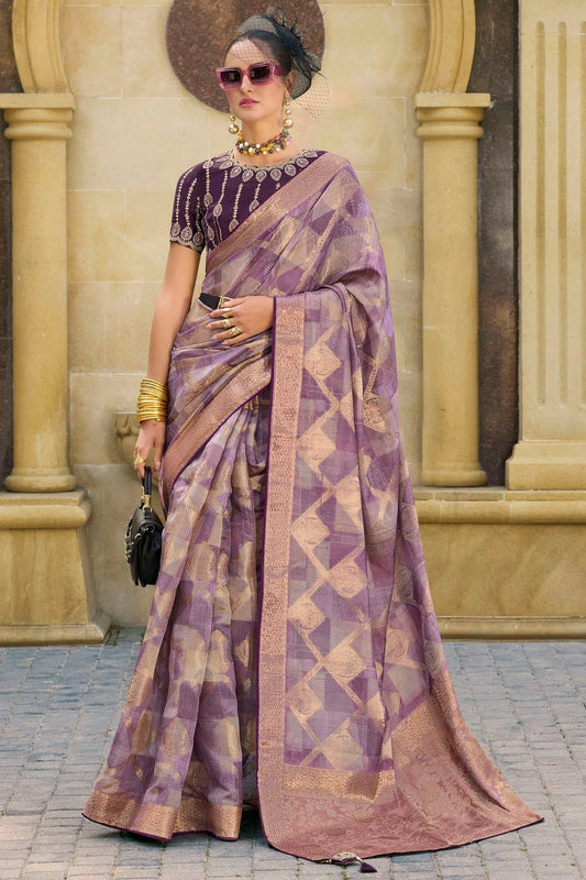 Purple Jacquard Silk Traditional Saree NCSD11111484