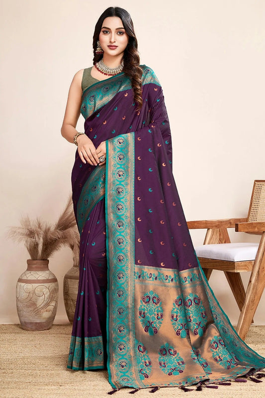 Purple Jacquard Silk Traditional Saree NCSD11111532