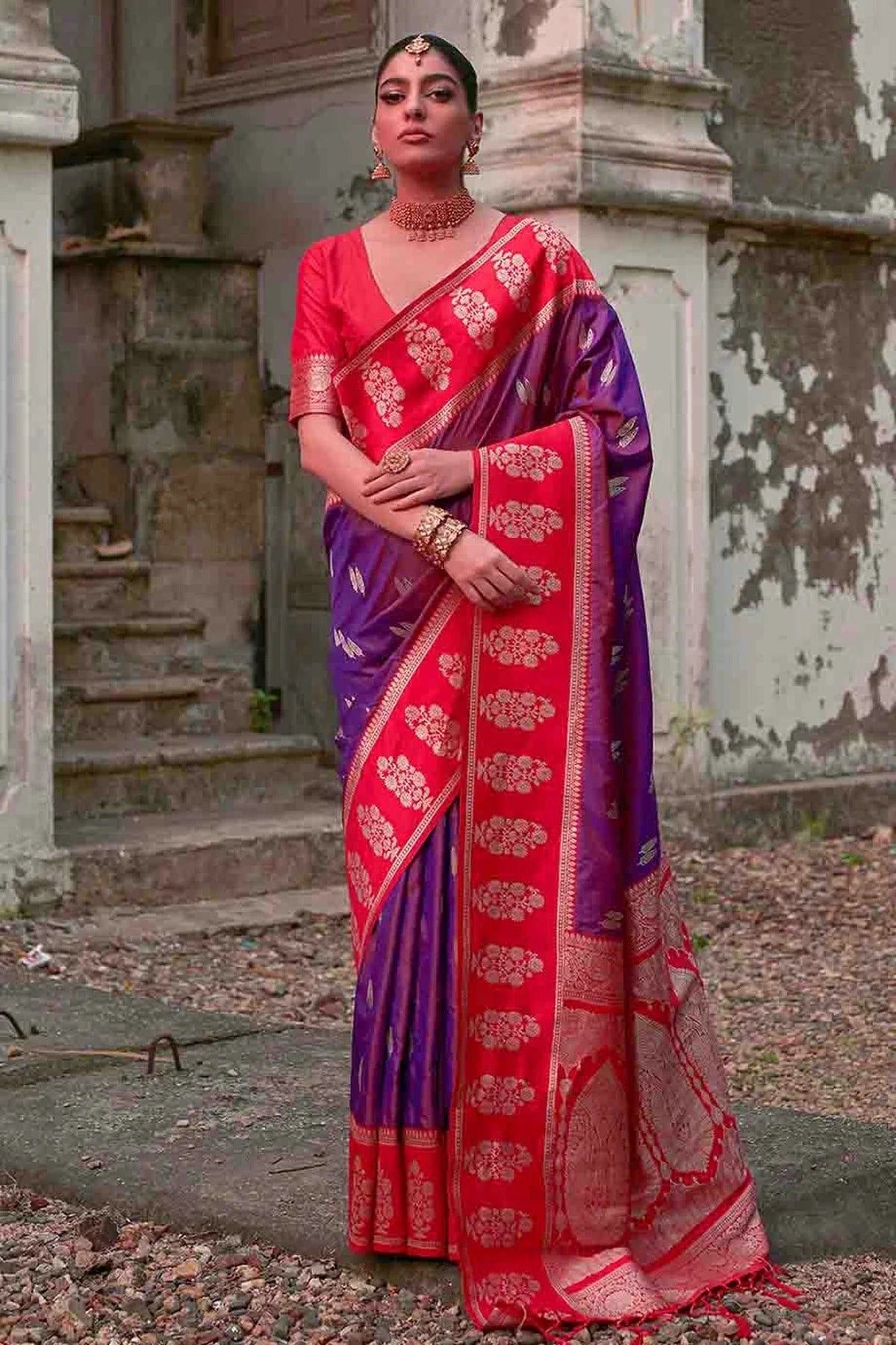 Purple Kanchi Silk Traditional Saree NCSD12610129