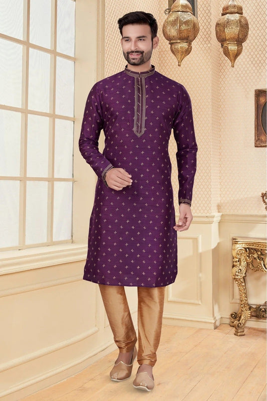 Purple Kurta Pajama In Silk Dupion NCKP10410659