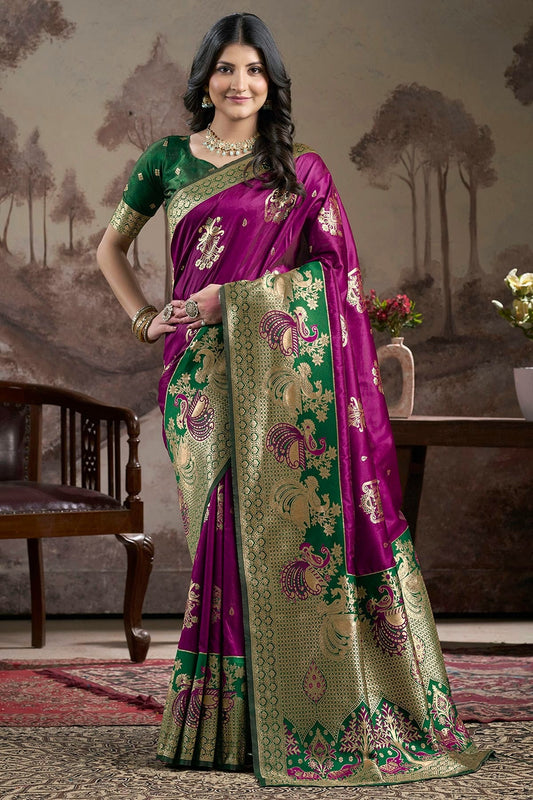Purple Lichi Silk Traditional Saree NCSD11111456