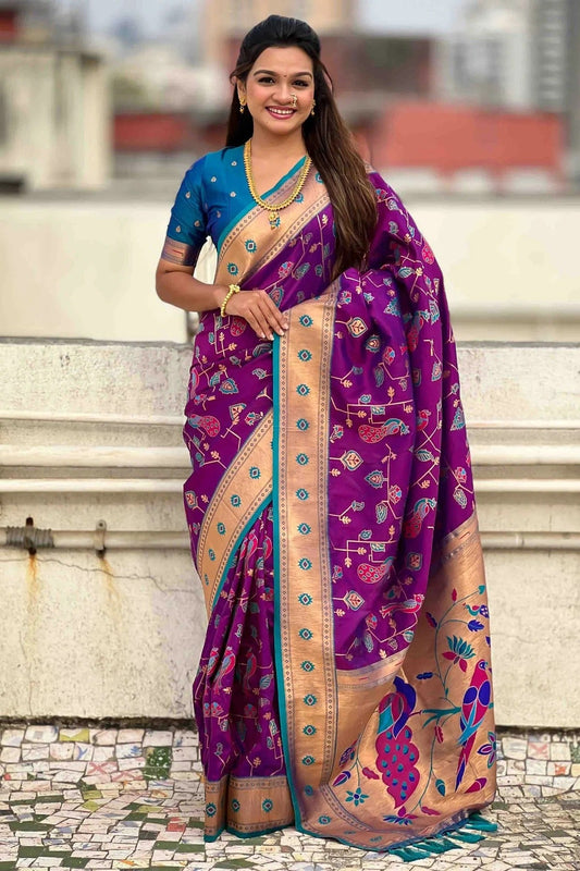 Purple Meenakari Soft Silk Paithani Sarees  NCSD11110619