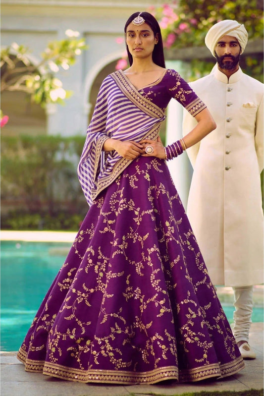 Purple Mulberry Silk Lehenga Choli NCLC10110290