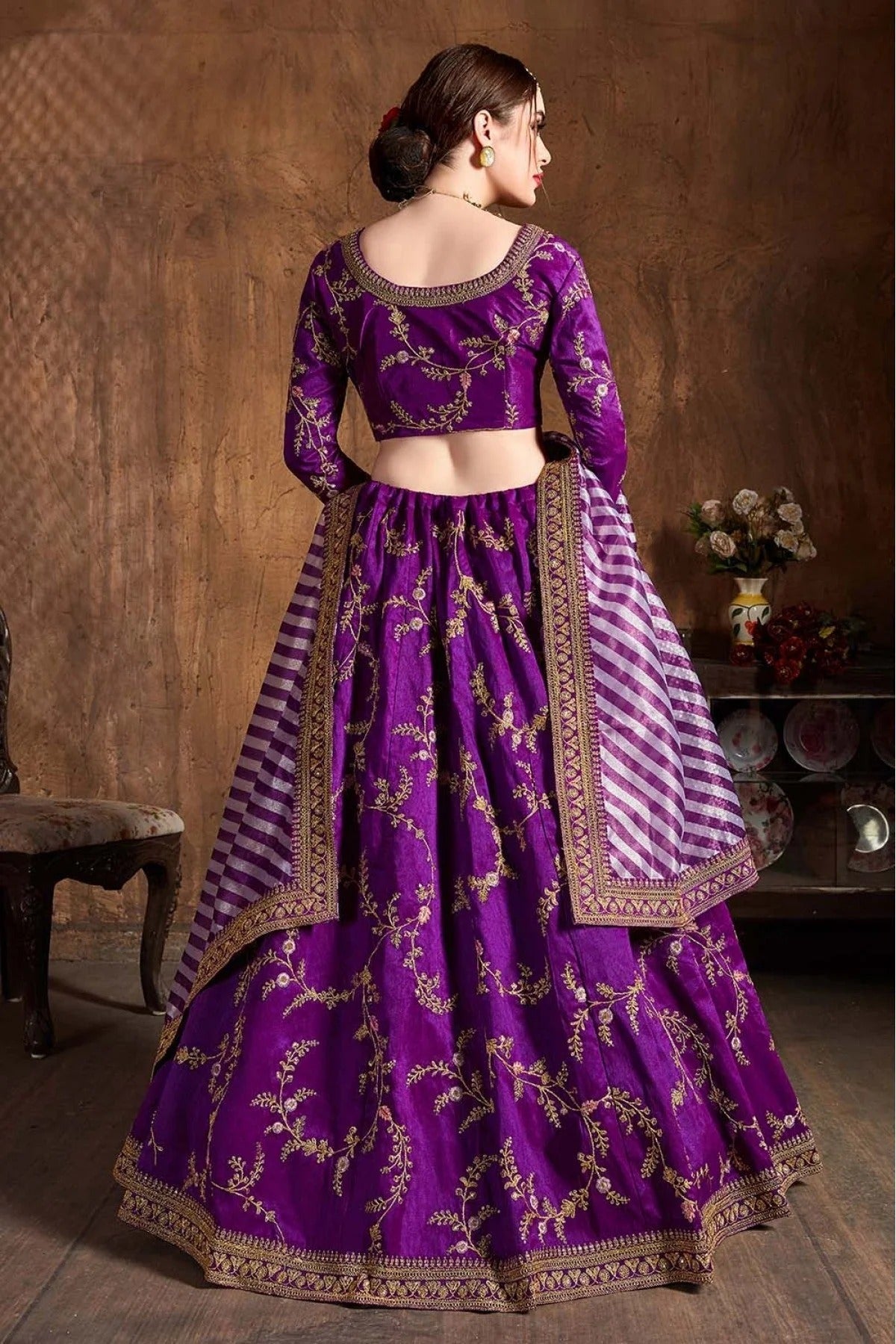 Purple Mulberry Silk Lehenga Choli NCLC10110309