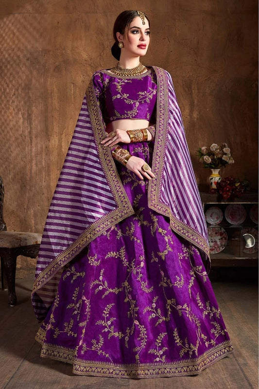 Purple Mulberry Silk Lehenga Choli NCLC10110309