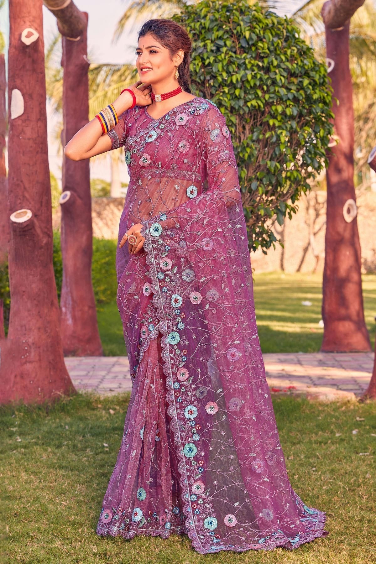 Purple Net Designer Saree NCLC11210454