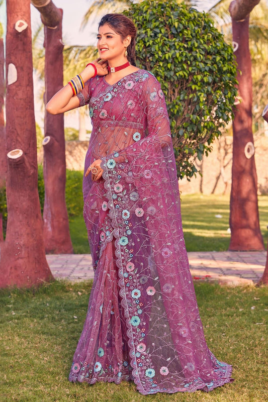 Purple Net Designer Saree NCLC11210454