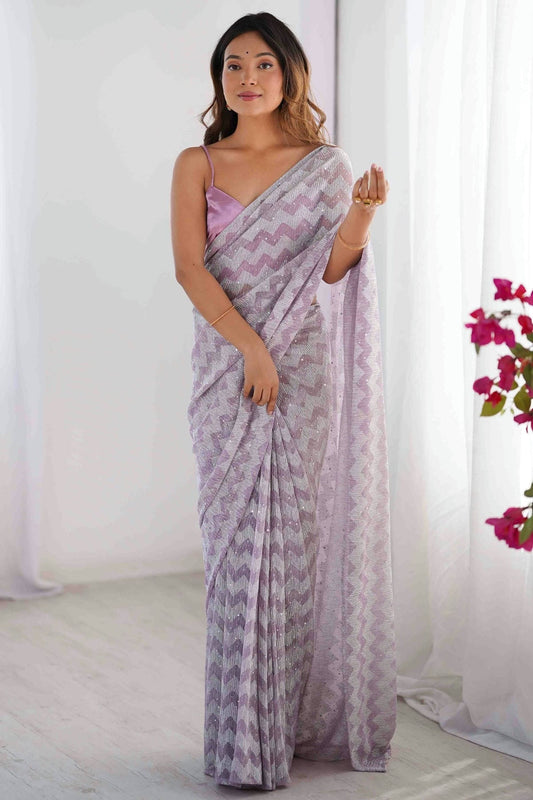 Purple Organza Desginer Saree NCSD11110121