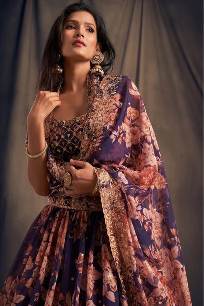 Purple Organza Lehenga Choli NCLC10110337