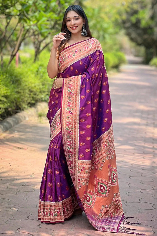 Purple Paithani Silk Traditional Saree NCSD11112229