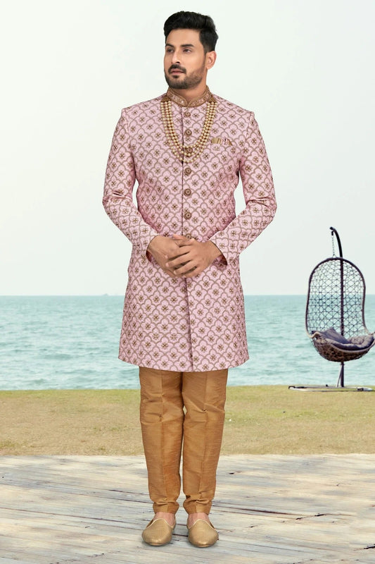 Purple Pink Kora Shine Silk Sherwani NCSH10410280