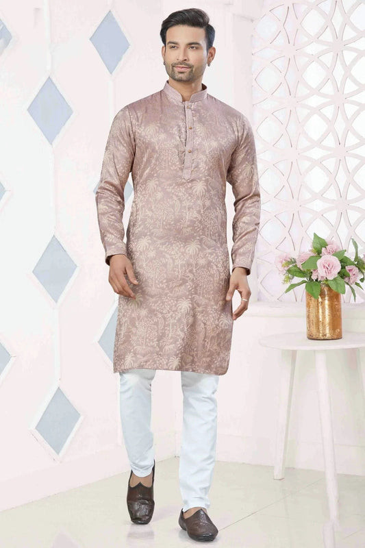Purple Pintex and Woven Jacquard Silk Kurta Pajama NCKP11110573