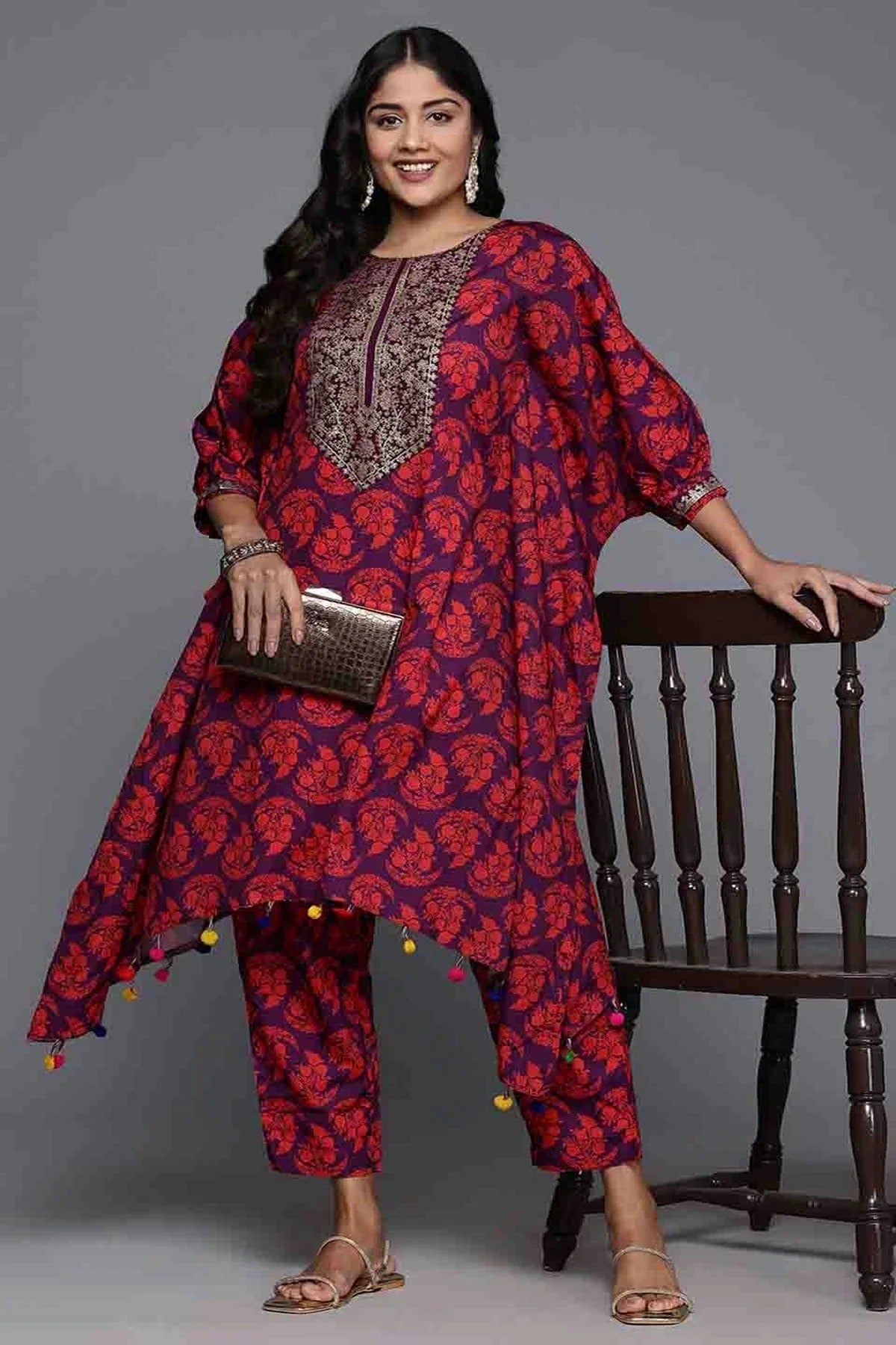 Purple Poly Crepe Stitched Top and Bottom  NCSS11110217