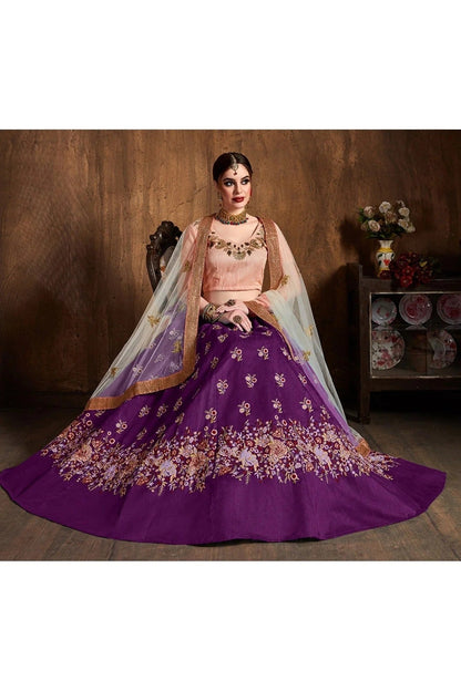 Purple Raw Silk Lehenga Choli NCLC10110299