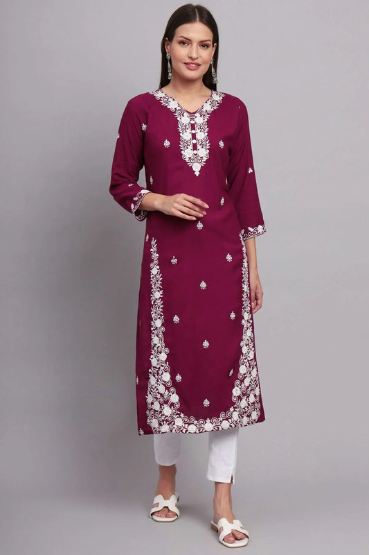 Purple Rayon Kurti NCKR11112158