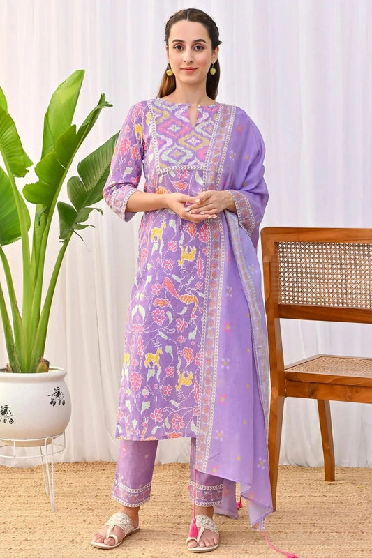 Purple Rayon Slub Stitched Suit NCSS11111424