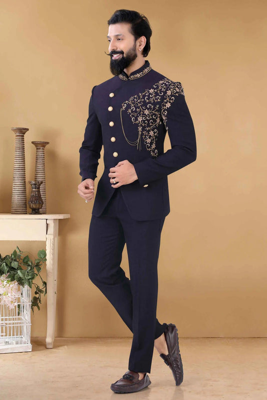 Purple Rayon Jodhpuri Suit NCSH11310190