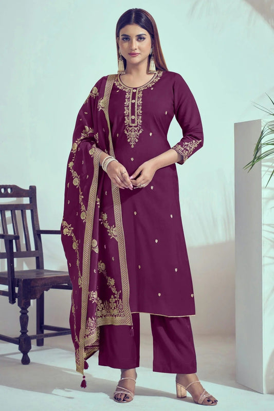 Purple Roman Silk Stitched Salwar Suit NCSS11111591