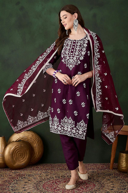 Purple Roman Silk Stitched Salwar Suit NCSS11111967