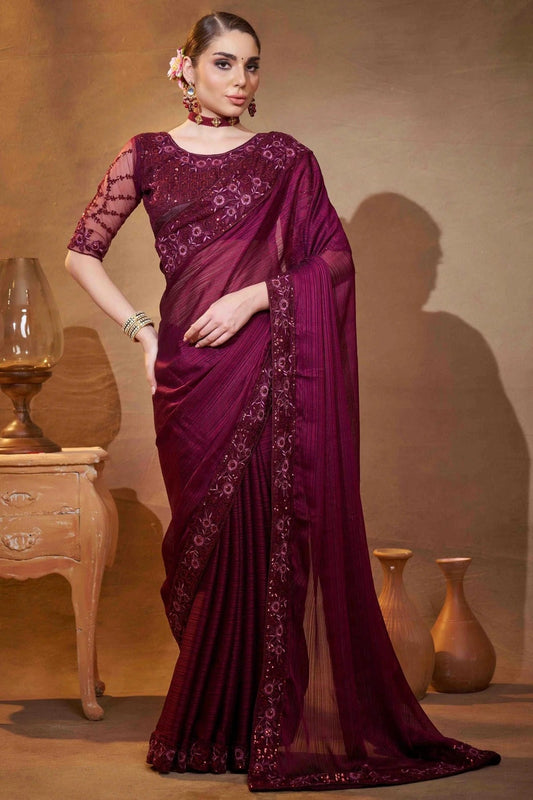 Purple Satin Jacquard Designer Saree NCSD11110815