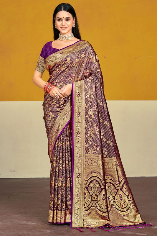 Purple Satin Silk Traditional Saree NCSD11010419