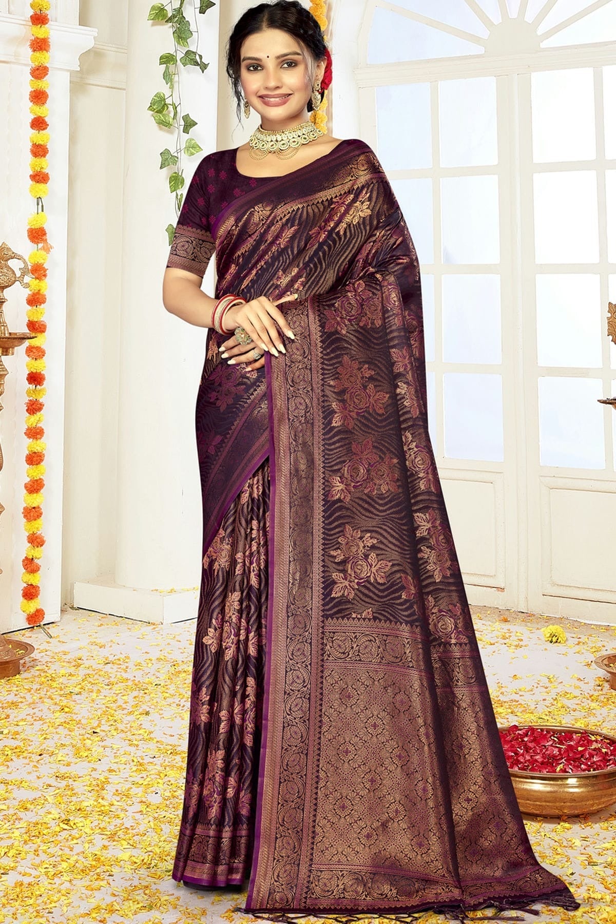 Purple Satin Silk Traditional Saree NCSD11010451