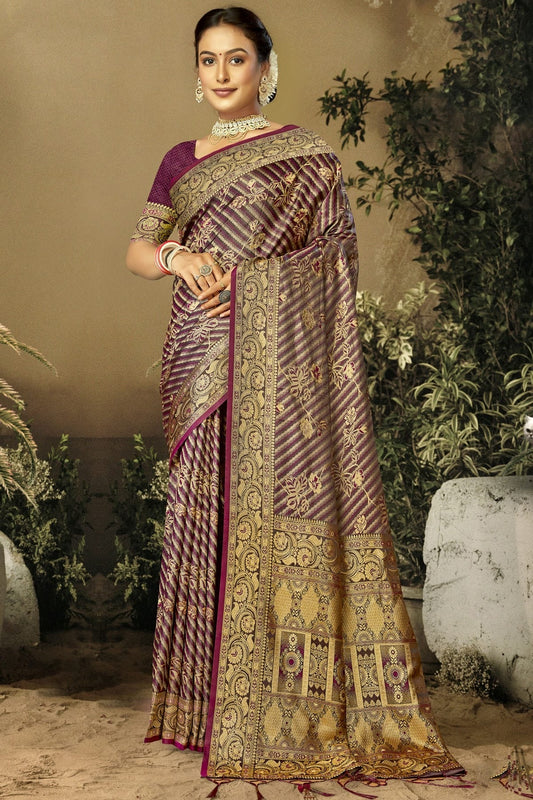 Purple Satin Silk Traditional Saree NCSD11010455