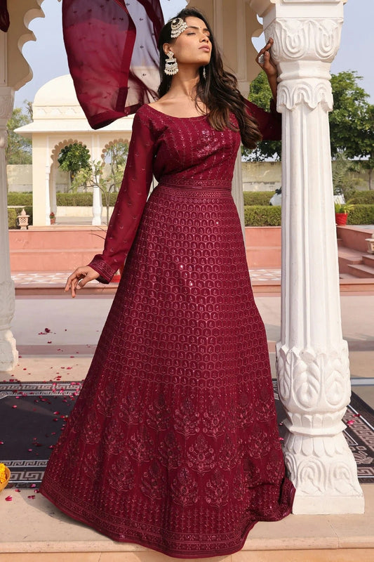 Purple Semi Stitched Georgette Anarkali Suit NCSM11710164