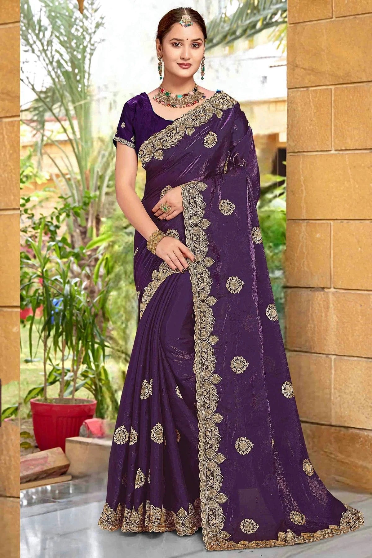 Purple Silk Designer Saree NCSD11210180