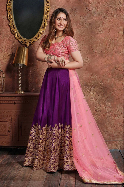 Purple Silk Lehenga Choli NCLC10110283