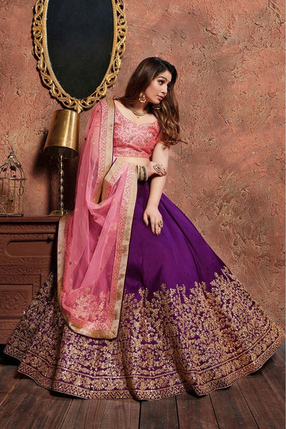 Purple Silk Lehenga Choli NCLC10110283