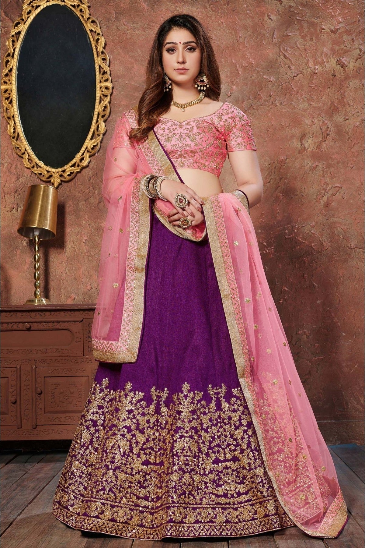 Purple Silk Lehenga Choli NCLC10110283