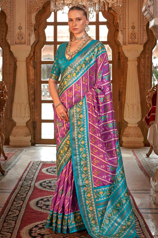 Purple Silk Patola Print Saree NCSD12910168