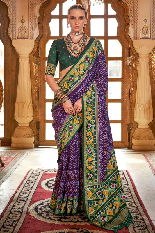 Purple Silk Patola Print Saree NCSD12910170