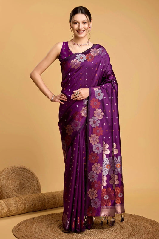 Purple Silk Saree NCSD11112545